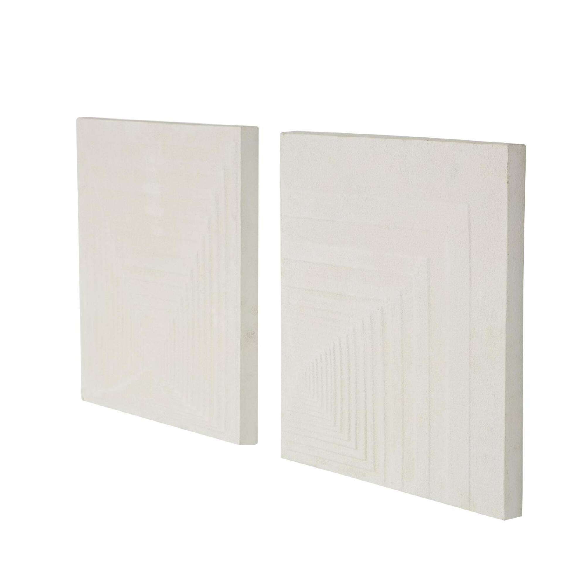 18.3" x 18.3" Cream Metal Geometric Layered Square Cube Wall Décor with Sandstone Texture Set